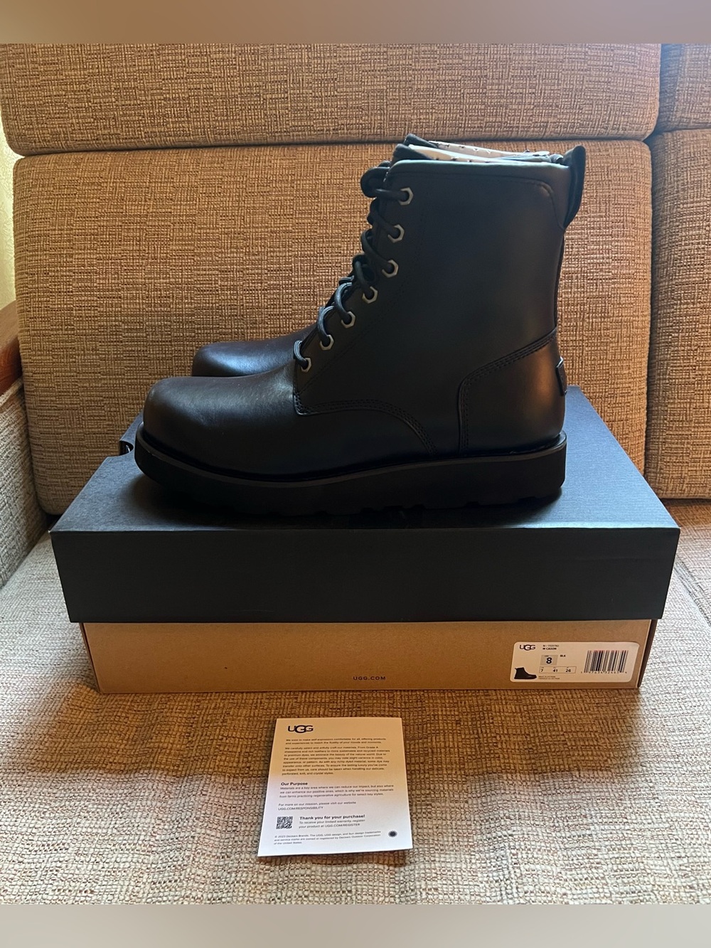 UGG Men’s Cason Waterproof Casual Boot Black - Size 8 Men’s Outdoors NEW